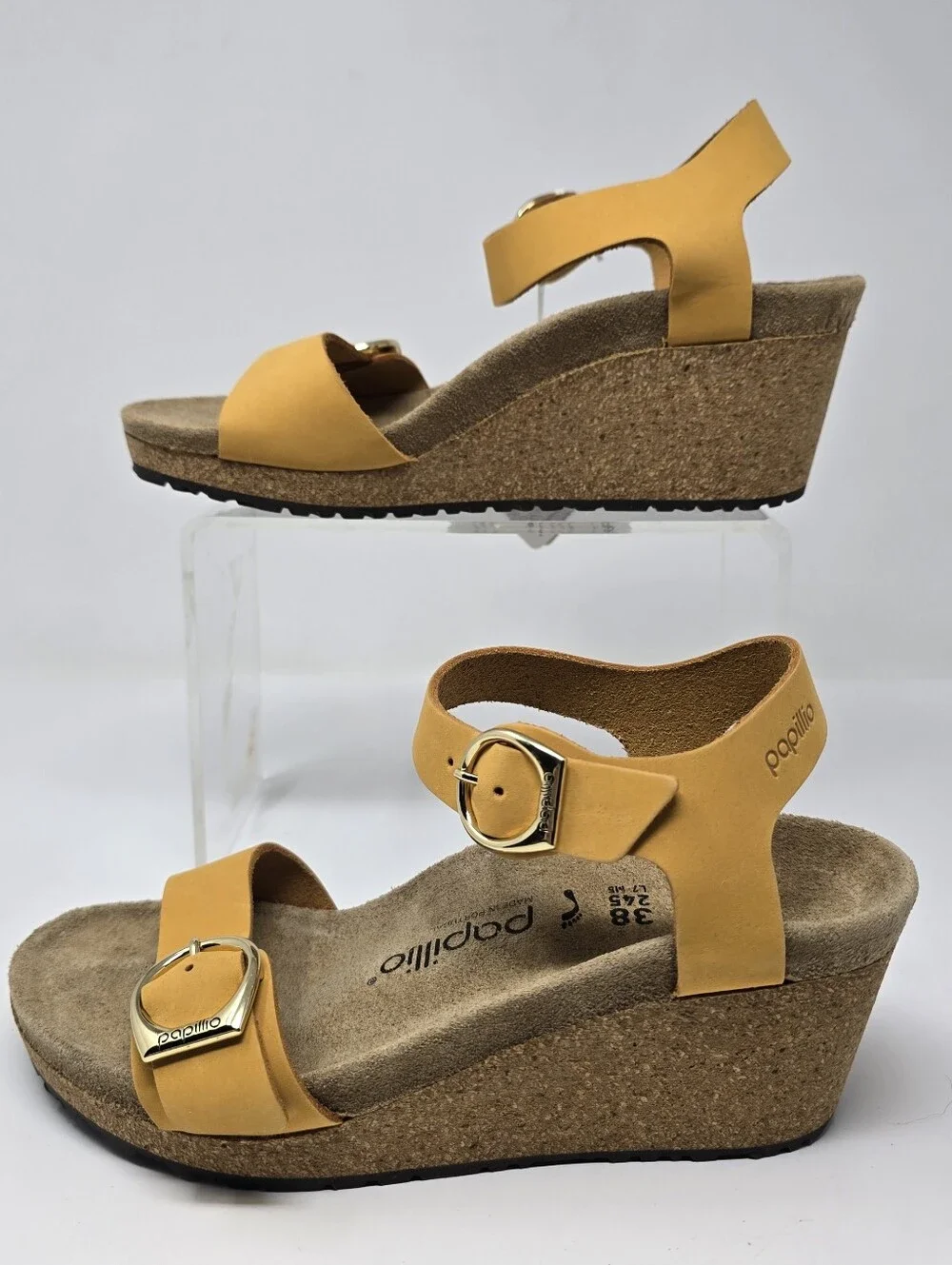 Papillio Birkenstock Womens 38 EU Size US 7 Soley Wedge Sandal Apricot Nubuck